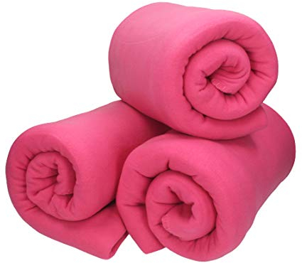 Betz 3 Stück Fleecedecke Kuscheldecke Wohndecke in Größe 130x170 cm Qualität 180 g/m Farbe Fuchsia