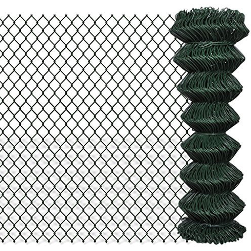 Festnight Grillage Vert Grillage Cloture Jardin en Acier et PVC 1,5 x 25 m