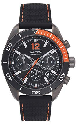 Nautica Lässige Uhr NAPKBN008, Schwarz/Gunmetal/Orange, Gurt