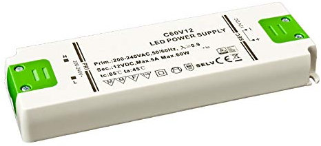 Slim Line Trafo extra flach LED Netzteil/SMD Trafo 12V/DC 60W 5A MM TÜV möbeleinbau perfekte Wärmeableitung