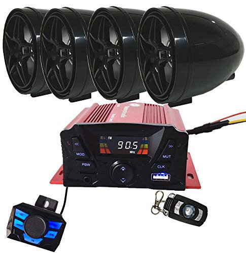 XYC 12 V 4 canales UTV ATV carrito de golf motocicleta resistente a la intemperie altavoces Bluetooth reproductor de música MP3 sonido audio estéreo amplificador sistema AUX en USB SD FM radio altavoz