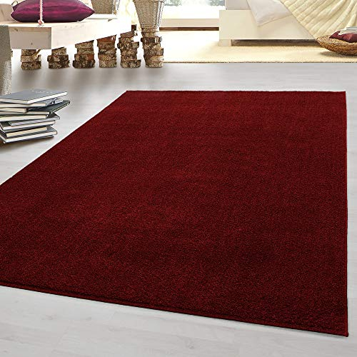HomebyHome Kurzflor Läufer 80 x 250 cm Rot - Modern Gabbeh-Look Teppich Extra Weich, Pflegeleicht und Langlebig - Ideal für Wohnzimmer, Schlafzimmer und Esszimmer