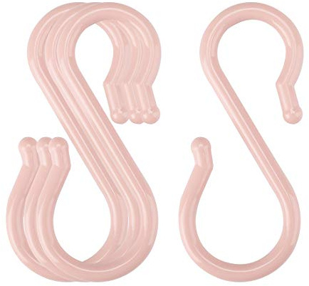 sourcing map S-förmigen Haken Kunststoff Küche Bad Closet Hanger Töpfe Rosa | Pfannen Tassen Utensilien Kleidung Handtücher Rack für 4stk