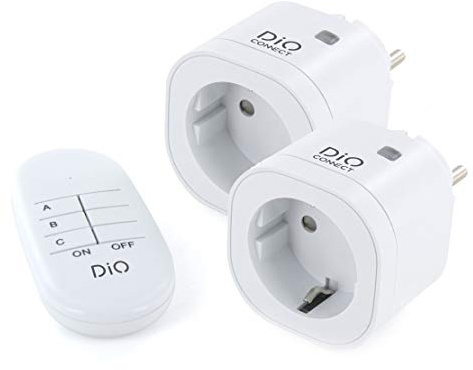 DiO Connect – 2 WLAN- und Funksteckdosen (Funkfrequenz 433 MHz) + Fernbedienung