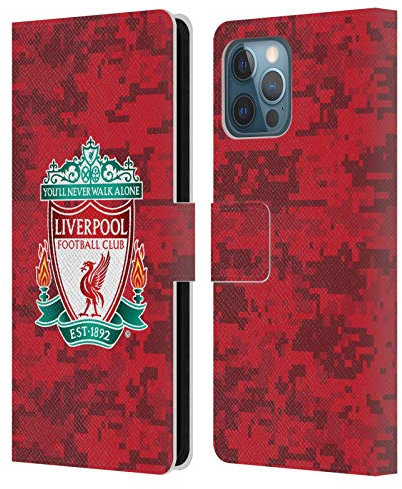 Head Case Designs Officially Licensed Liverpool Football Club Home Red Crest Digital Camouflage Leather Wallet Case Compatible With Apple iPhone 12 Pro Max