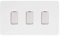 Soho Lighting White Metal Flat Plate 3 Gang Light Switch with 1 Intermediate (2 x 2 Way Swich with 1 Intermediate) Wht Ins Screwless