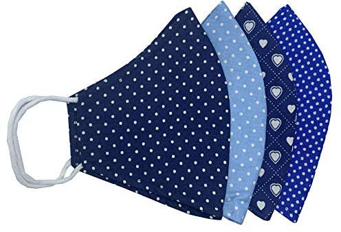 Alpenmärchen Behelfsmaske waschbar 100% Baumwolle - Mund und Nasenschutz 2-lagig - OEKO-TEX Standard 100 (4er Pack - D)