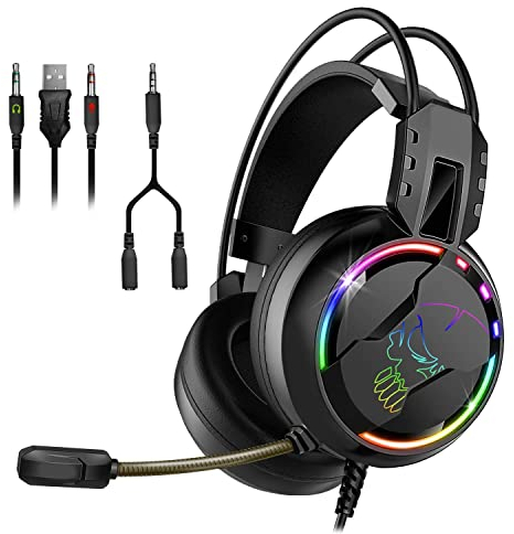 SPIRIT OF GAMER – PRO-H7 – Casque Audio Pro Gamer - Simili Cuir - Microphone Flexible – Rétro Eclairage LED RGB Rainbow des Ecouteurs – Multiplateforme PC ET CONSOLE