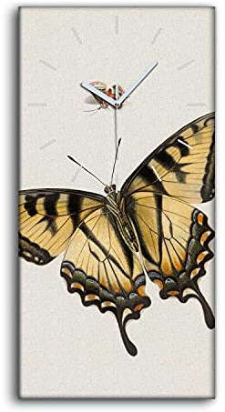 Coloray Uhr auf Leinwand - Weiße Hände - Dekoration Wand Uhr Segeltuch Ohne Tickendes Geräusc Wohnzimmer Kunst - Käfer Insektenschmetterling.