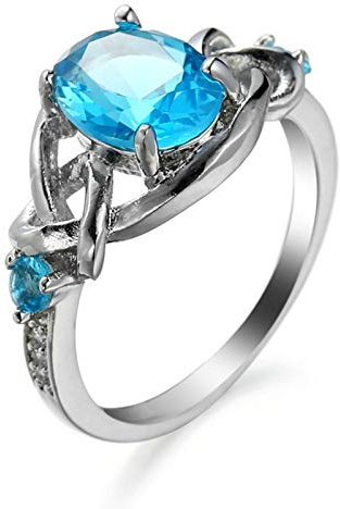 Banemi Ringe Mit Zirkonia, Heiraten Ringe Versilberter Blau Runden Damen Partyschmuck Größe 60 (19.1) für Liebhaber Freundin