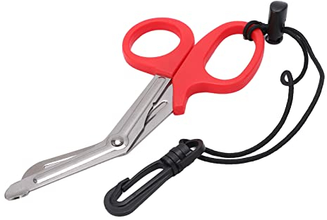Ciseaux de Plongée en Acier Inoxydable, Ciseaux de Plongée sous-Marine avec Lanière et Boucle(Rouge) plongée