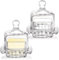 Frcctre 2 Pack Glass Butter Dish, Small Glass Butter Keeper with Dome Lid and Handle, Clear Covered Butter Serving Dish Decorative Crystal Mini Butter Container Butter Cloche