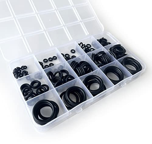 BAAB FASTENER 200PCS Rubber Washers Assorted Sealing Gasket Kit O-Ring for Plumbing, Tap, Automotive, General Repair 15 Sizes