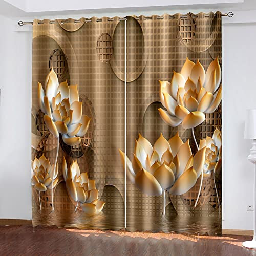 AMDXD Rideaux Gris Rose, Rideaux Occultant Une Rose Rideau Polyester 214x244cm