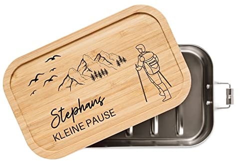 ABENTEUERNAH - Personalisierte Brotdose für Erwachsene - Individuelle und Robuste Edelstahl Brotdose mit Namen - Personalisierte Geschenke für Männer (Große Lunchbox 1100 ml)