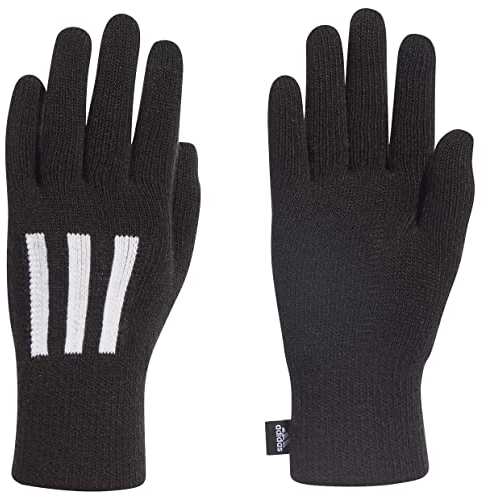 adidas 3-Stripes Conductive Gloves, Black/White, S