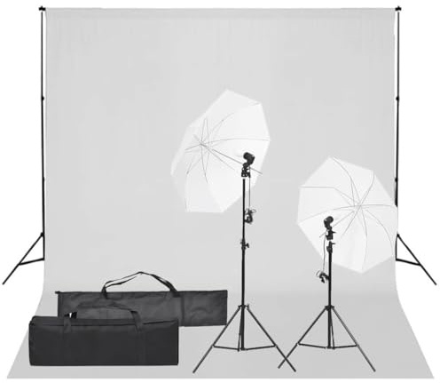 vidaXL Kit per Studio Fotografico con Set di Luci e Fondale