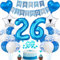Jrzyhi 26. Geburtstag Dekoration - Blau Silber Party Deko für Männer und Frauen - Tortendeko 26 Jahre