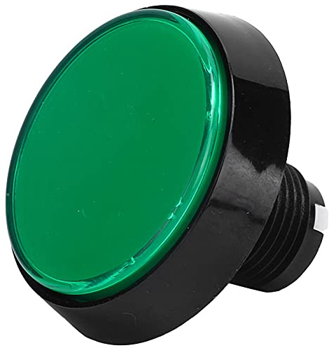 Botón Pulsador Abs 60Mm Botón Plano Redondo Grande con Luz LED Interruptor de 3 Pies para Máquina de Grúa Consola de Juegos (Interruptor Verde+LED+trípode)