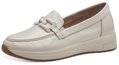 Tamaris COMFORT Damen Slipper aus Leder Bequem, Beige (Beige Lack), 39 EU