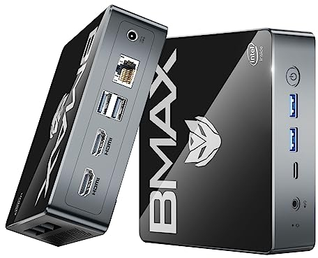 BMAX Mini PC N100 16 Go de RAM/512 Go SSD 12e Intel Alder Lake-N W-11 Pro B4Plus Mini Ordinateur de Bureau Sortie 4K UHD Triple Affichage HDMI*2, Type-C*1, USB 3.0 ×2, USB2.0×2 BT5.2