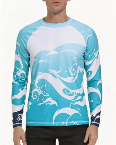 VAYAGER Hauts de Bain pour Homme Anti UV UPF 50+ Rashguard à Manches Longues à Séchage Rapide, Protection UV
