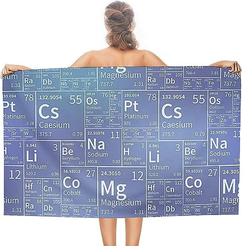 Buohwiwe Mikrofaser Strandtuch Periodensystem Handtuch Groß 70x150 cm Blau Strandtuch 3D Badetuch Strandhandtuch Schnell Trocknendes Weiches Strandlaken, Saunatuch, Reisehandtuch