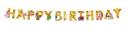 PD-Party - Happy Birthday Girlande für Geburtstag - Wimpelkette - Deko Geburtstag - Happy Birthday - Bauernhof Deko - Party Deko - Geburtstag Junge & Mädchen - Geburtstags Deko - 250 x 17 cm