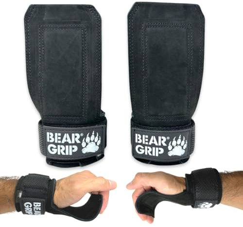 BEAR GRIP - Multi-Grip-Gurte, robuste Gewichthebergurte (schwarzes Leder)