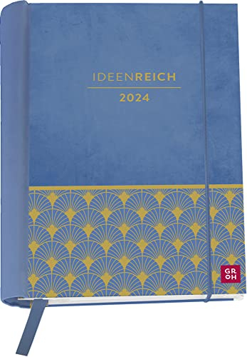 Ideenreich - Kalenderbuch A6 - Kalender 2024 - Groh-Verlag - Taschenkalender mit Schulferien, Lesebändchen und Postkarten - 12,1 cm x 15,6 cm