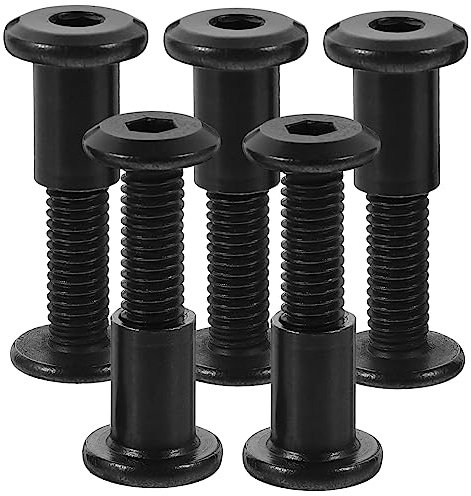 Veemoon 5juegos Tornillos De Acero Inoxidable Negro Tuercas Kit De Reparación De Muebles De Madera Tornillos Para Postes De Unión Remaches Pernos De Conexión Reparación De Postes De Unión
