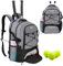 Hixingo Tennisrucksack für Damen und Herren, Tennisschläger Rucksack mit Schuhfach Große Kapazität Sportrucksack für Tennisschläger, Badmintonschläger und Basketbälle (36L,Grau)