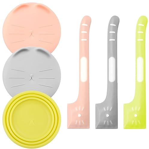 AhLmA 6er-Pack Katzenfutter Deckel Dosendeckel Katzenfutter mit Löffel Katzenfutter Deckel für Katzenfutter Geeignet für Katzen und Hundefuttergläser und zur Aufbewahrung von Nassfutter