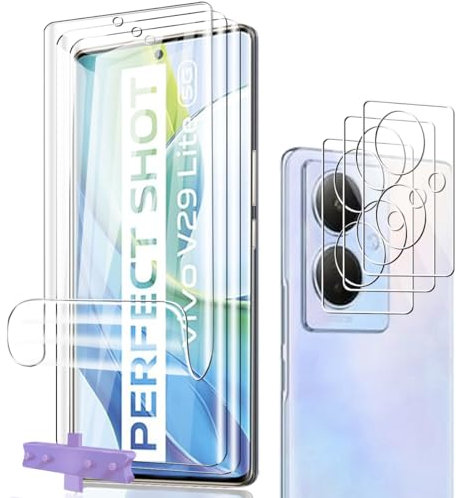 Phlleyaa Schutzfolie für VIVO V29 Lite - TPU 3 Stück + Panzer Schutz Glas Kameraschutz 3 Stück, Anti-Kratzer, Einfache Montage, Bläschenfrei