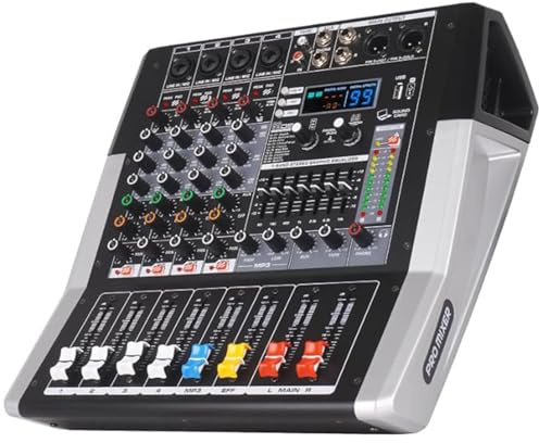 TF400 Dj Mixer 4 Channel Audio Mixer Bluetooth Sound Bar with Power Amplifier 2 * 350W Power Output Powered Mixer USB Audio Interface Sound Mixer with 99 DSP FX Reverb Effects for Streaming Media