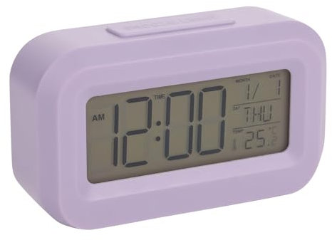Hometime Compact Travel LED Clock Lightweight, Digital Display, Alarm Function, Battery Operated - Ideal for Travel and Everyday Use (Purple)