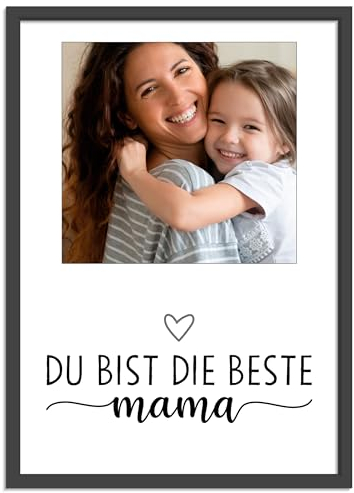 OWLBOOK® Muttertagsgeschenk Bild | Personalisierte Geschenke für Frauen | Fotogeschenke Geschenke zum Muttertag | Muttertagsgeschenke für Mama | Du bist die beste Mama grau | Papier