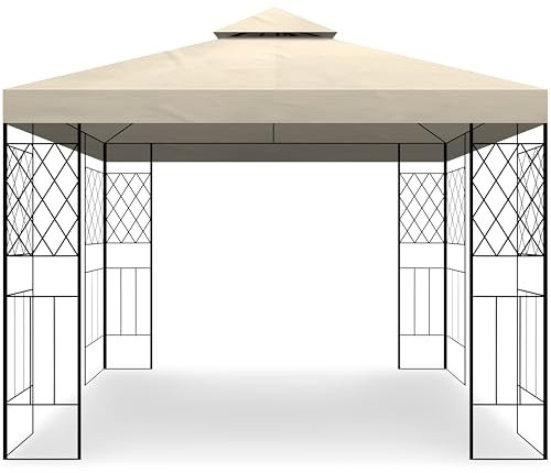 habeig++ Pavillon Festzelt Tahiti mit wasserdichtem Dach und PVC 3x3m Metall (beige)
