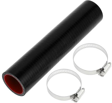 X AUTOHAUX 1 ensemble de tuyau de silicone universel pour voiture avec colliers de serrage 35 mm ID 200 mm longueur 0 degrés noir rouge