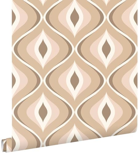 Esta Home Tapete Retro-Ornamente Beige und Braun 50 x 900 cm