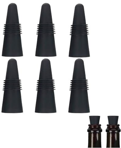 6 Pièces Bouchon Bouteille Vin, Bouchon Bouteille, Bouchon Vin, Pour Bouteille De Boisson Avec Bouchon En Liège Pour Garder Le Vin Frais (Noir, 2.3 * 6.4cm)