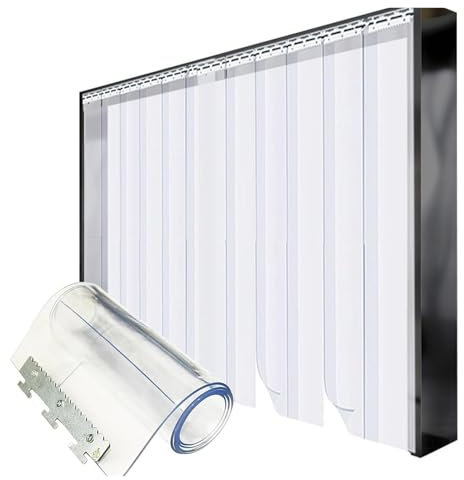 WXQTM Industrielle Jalousien PVC-Kunststoff-Streifenvorhänge mit Montagezubehör Transparente Vorhänge Wasserdicht, für Lager Isolationsbereiche 0.75x2.5m(29.53x98.43in)