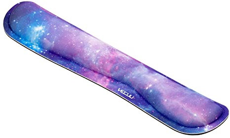 VECUU Keyboard Wrist Rest with Ergonomic Raised Memory Foam for Easy Typing & Pain Relief, Anti-Slip Wrist Support Suit for Computer, Laptop, Office, PC Gaming (Starry Sky Purple)