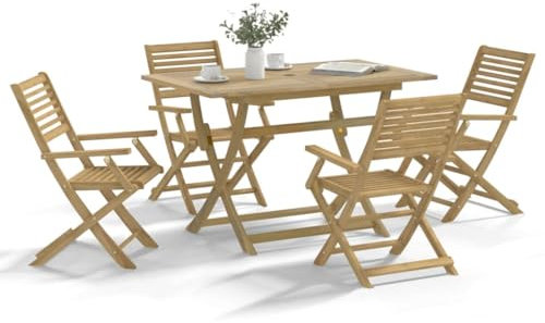 Tidyard 5-TLG. Gartenmöbel Set, Sitzgruppe, Lounge Möbel Outdoor, Terrassenmöbel Balkonmöbel Set, Gartengarnitur Sitzgarnitur Garten Essgruppe, Massivholz Akazie10 93
