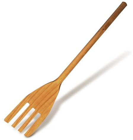 Fackelmann Forchettone multiuso da cucina, ideale per pasta lunga, arrosti, materiale in legno di ciliegio, lavare a mano, dimensione 35 x 6 x 1,3cm, Linea Ecoelegant