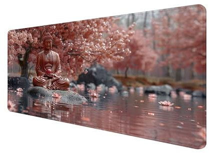 Mouse Pad Pink Large Mouse Mat 900x400x3mm Zen Gaming Mouse Pad,Computer Keyboard Desk Pad,With Anti-Slip Rubber Base,Comfortable Waterproof Soft Cloth,Wear Resistant,for Office,Girl Gift yx-372