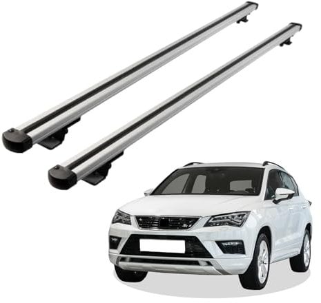 Grundträger Dachträger für SEAT ATECA ab Baujahr 2016 V1 Silber, Querträger, Dachlastträger, Dachgepäckträger, Gepäckträger
