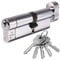 Euro Cylinder Door Lock Thumb Turn Chrome - BSI TS007 Sold Secure Gold Anti-Snap - Includes 5 Keys 35T/35
