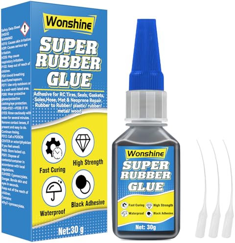 Rubber Glue 30 g, Black Rubber Cement, for Tires, Boots, Belts, DIY Craft, Car, Shoes, with Anti-Clog Cap, Waterproof, Heat-Resistant