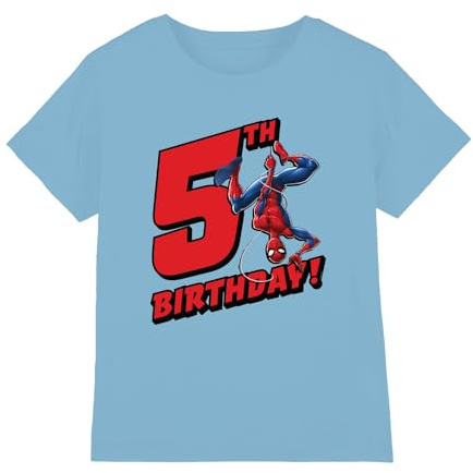 Marvel Boy's Spiderman Birthday 5 Unisex Kids T Shirt T-Shirt